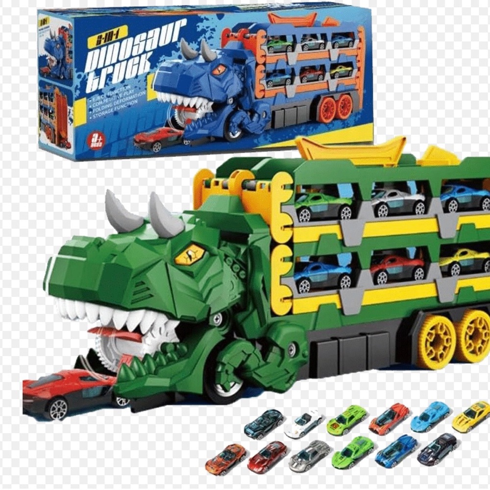 Dinosaur Truck Toy with Car carrier & track